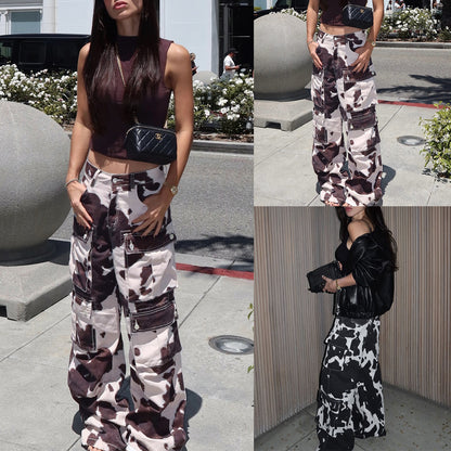 Women's cargo pants with a unique animal print Chic and Style
