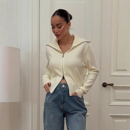 Dames confortable cardigan à fermeture éclair Chic und Stil