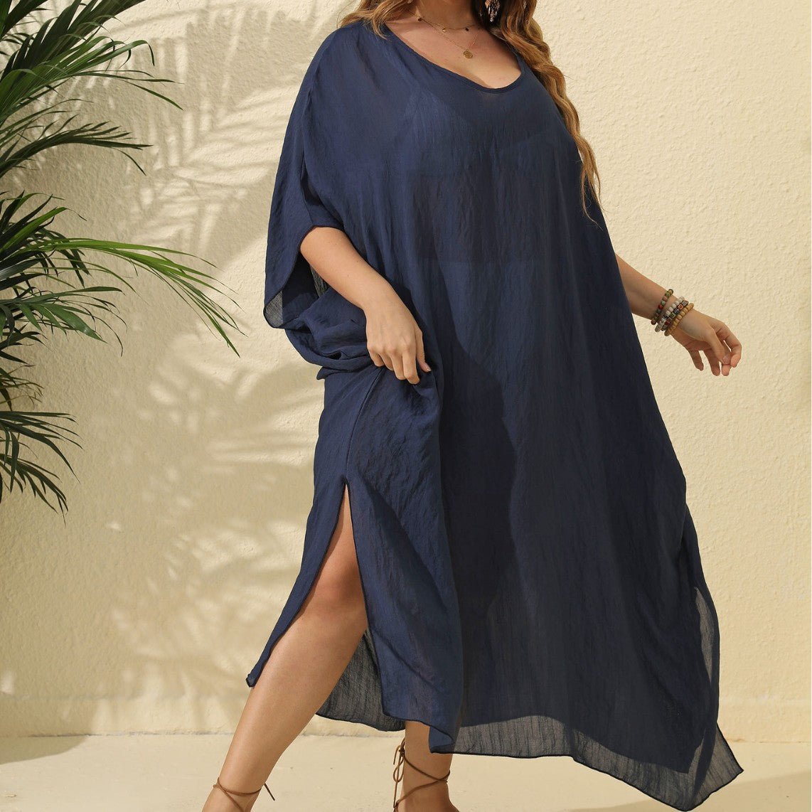Dames Robe de Plage Légère Off-Shoulder Chic und Stil