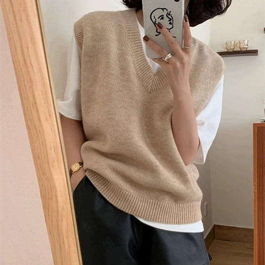 Dames Élégante gilet en tricot coupe décontractée avec décolleté en V et détails raffinés Chic und Stil