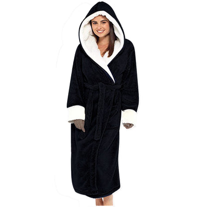 Ladies Cozy Fleece Robe with Hood and Belt Chic and Style