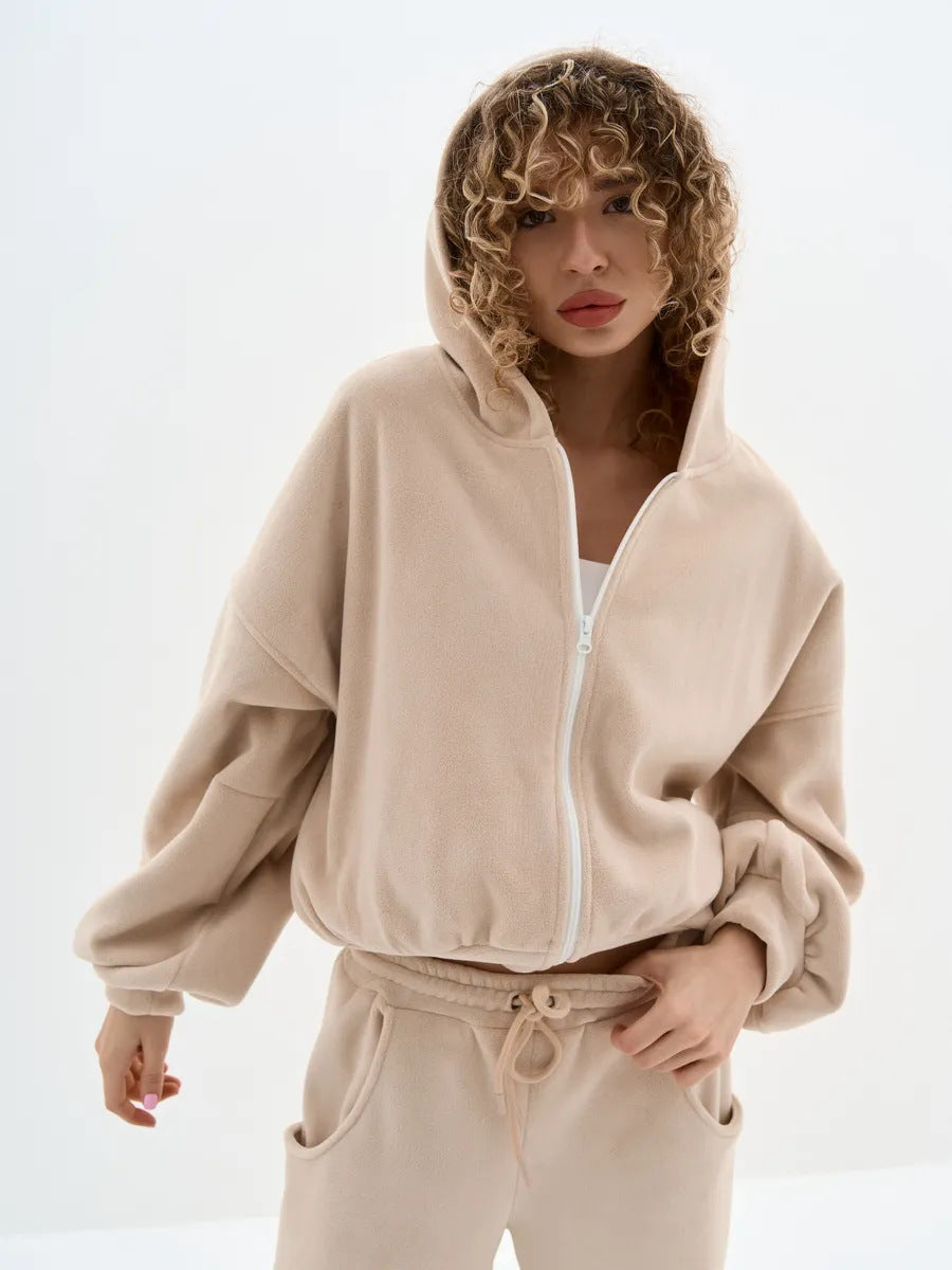 Dame Veste en polaire avec haute fermeture éclair et manches larges Chic und Stil