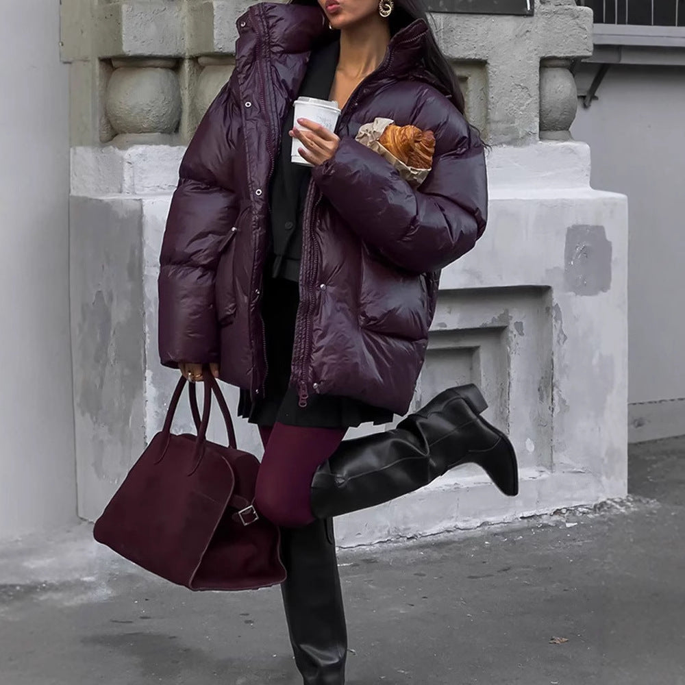 Dames Doudoune Oversized avec design matelassé visible et col montant Chic und Stil