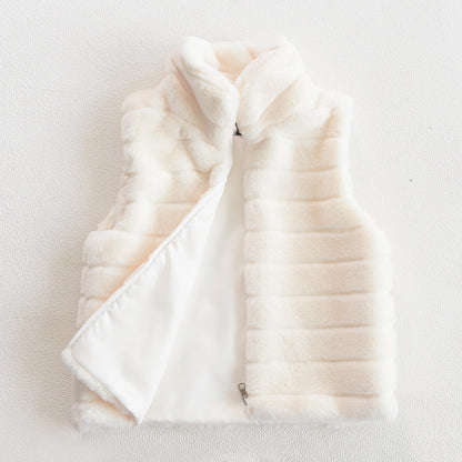 Veste matelassée pour dames en fausse fourrure à col montant Chic und Stil