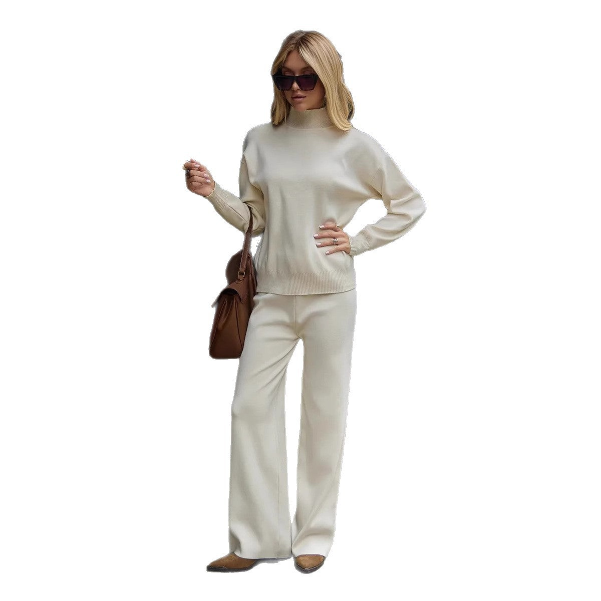 Dames ensemble en maille élégant avec col montant Chic und Stil