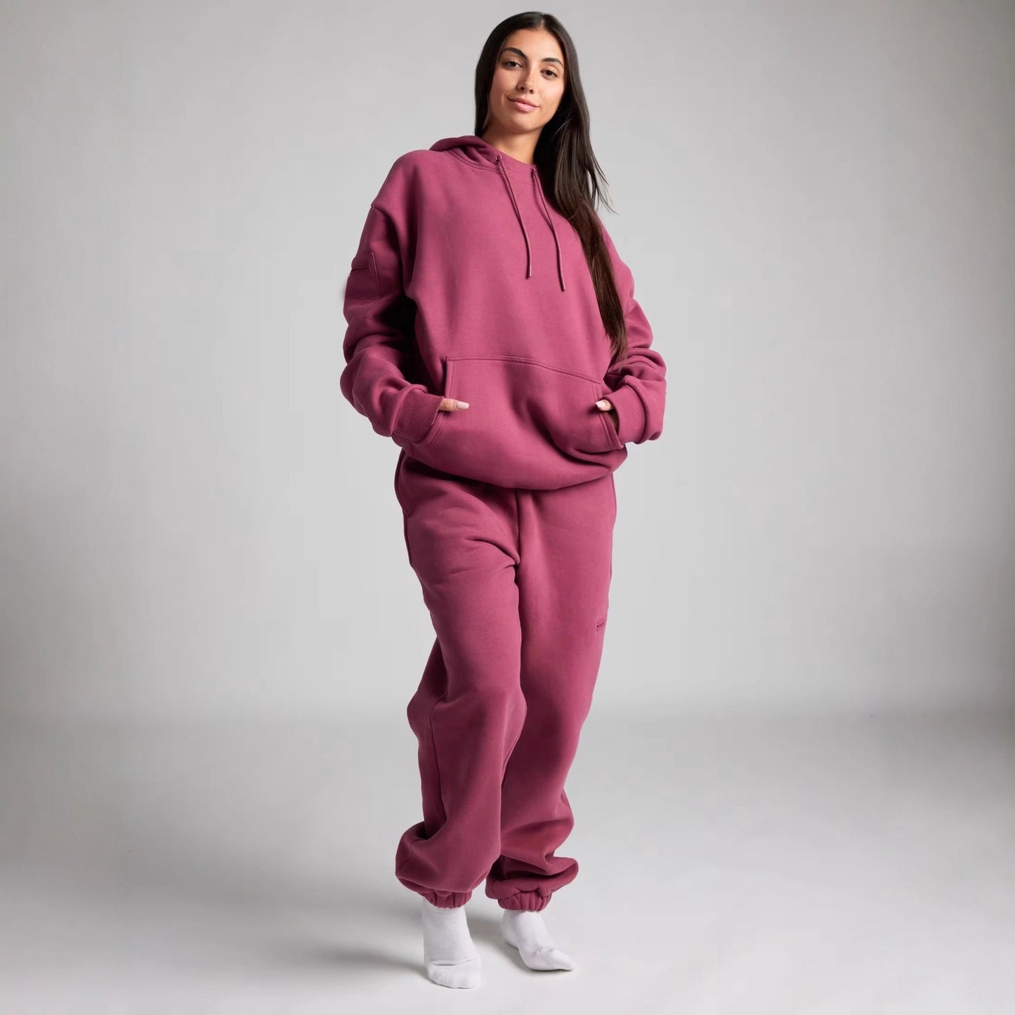 Dames pull à capuche douillet avec masque de sommeil intégré Chic und Stil