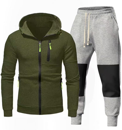 Men's Chic and Stylish Hoodie and Jogging Pants Set with Functional Zip Pockets