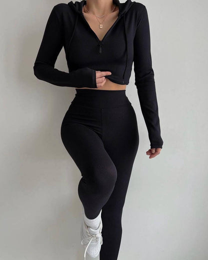 Body de sport féminin à manches longues avec fermeture éclair Chic und Stil