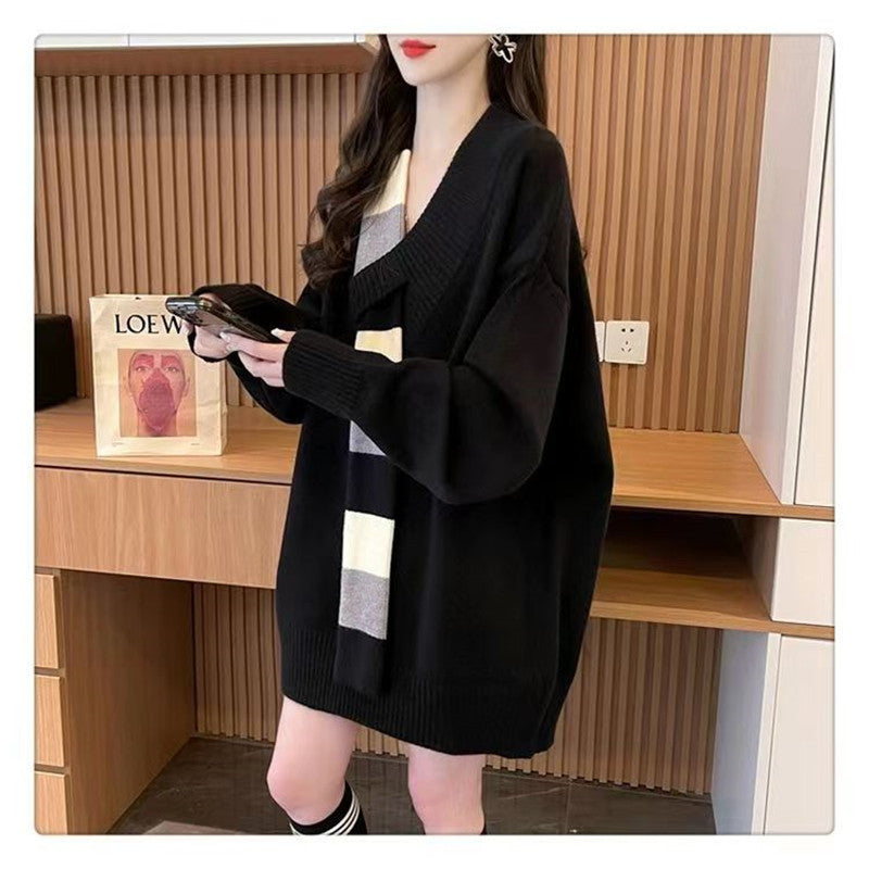 Pull décontracté pour femmes avec col en V texturé et coupe oversized Chic und Stil