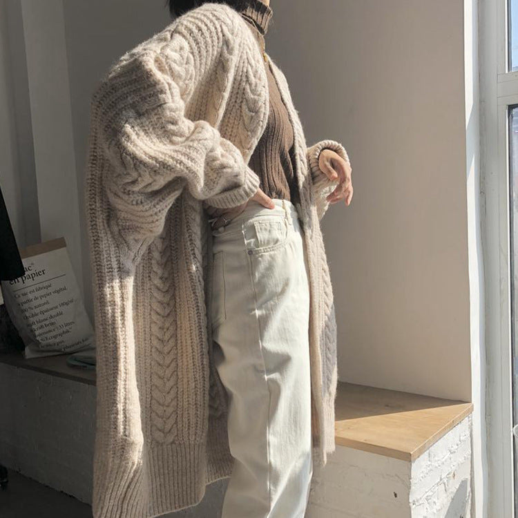 Dames cardigan en tricot épais avec coupe oversize et motif en losange Chic und Stil