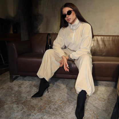 Casual sports outfit for women with short top and wide pants Chic and Style