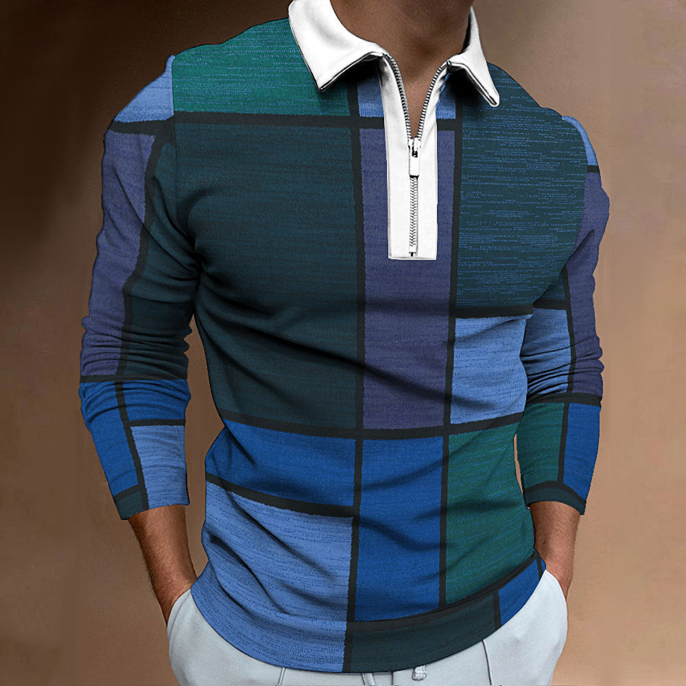 Men's polo with zipper, trendy and unique graphic design Chic and Style