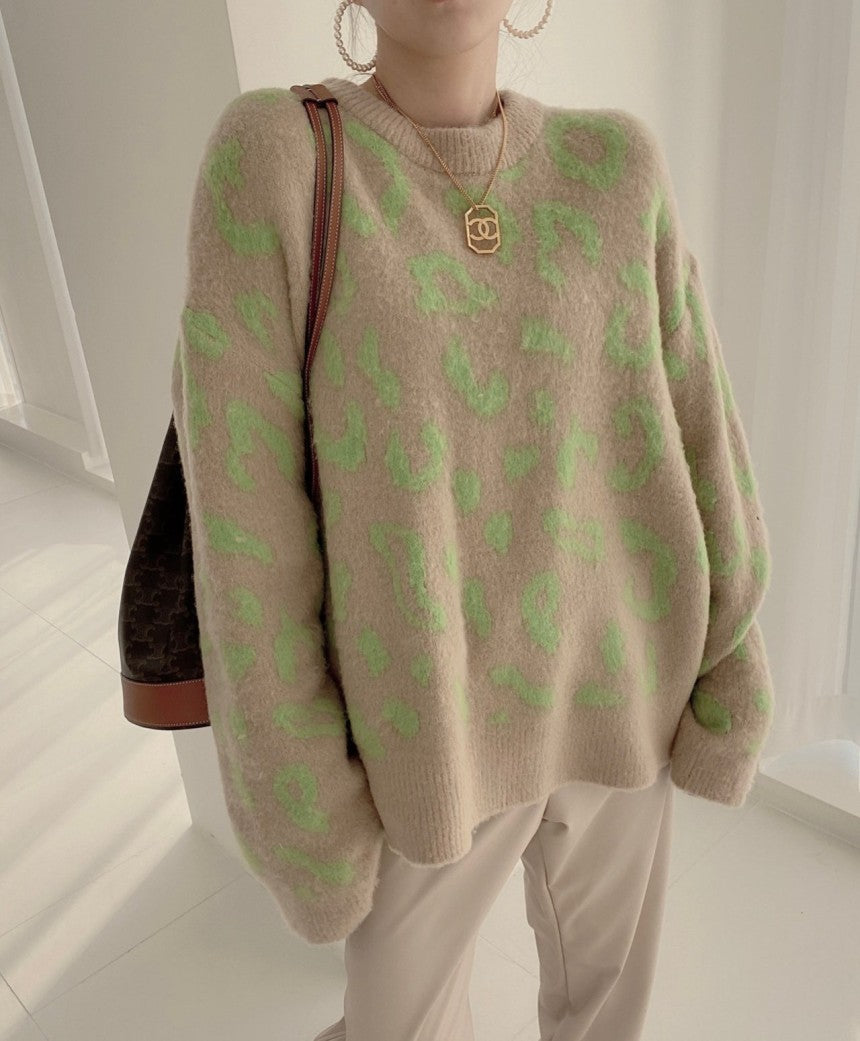 Dames Grand Pull en Design Imprimé Animalier Chic und Stil