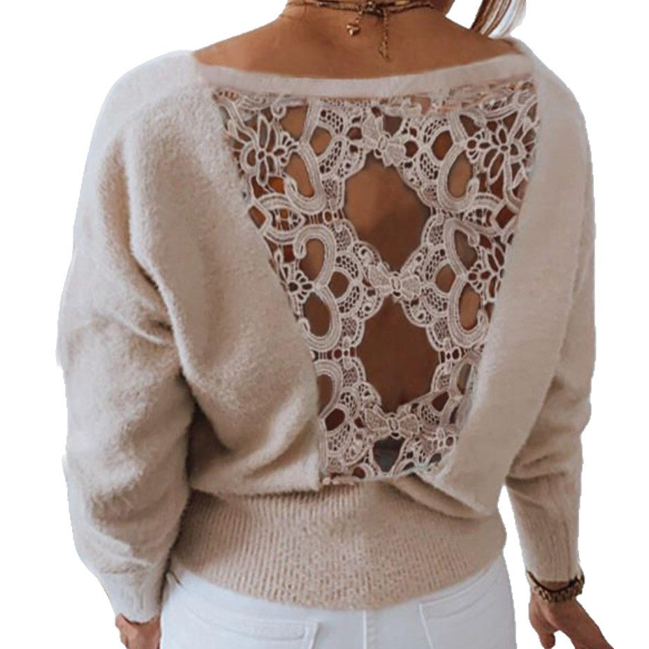 Pull en tricot pour femmes avec un détail en crochet exquis Chic und Stil