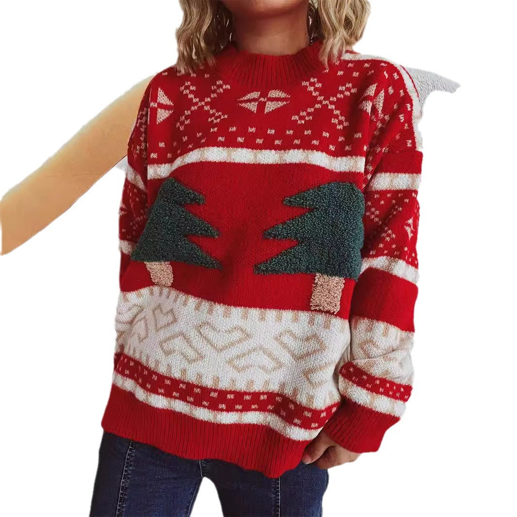 pull-over en maille festive pour femmes avec motif de Noël et matériau doux Chic und Stil