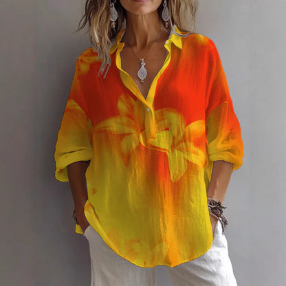 Blouse décontractée pour femmes avec imprimé floral et patte de boutonnage Chic und Stil