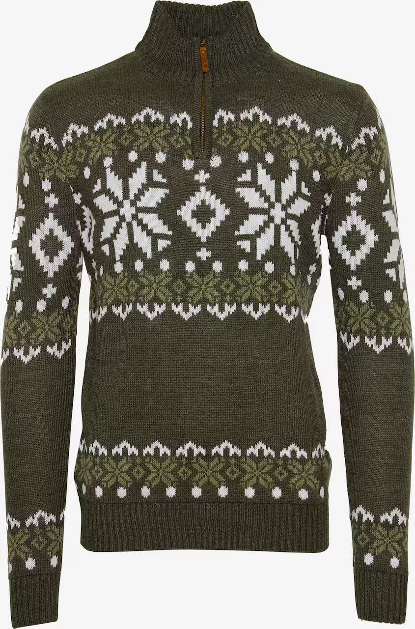 Pull en tricot pour hommes avec demi-fermeture éclair et motif de Noël Chic und Stil