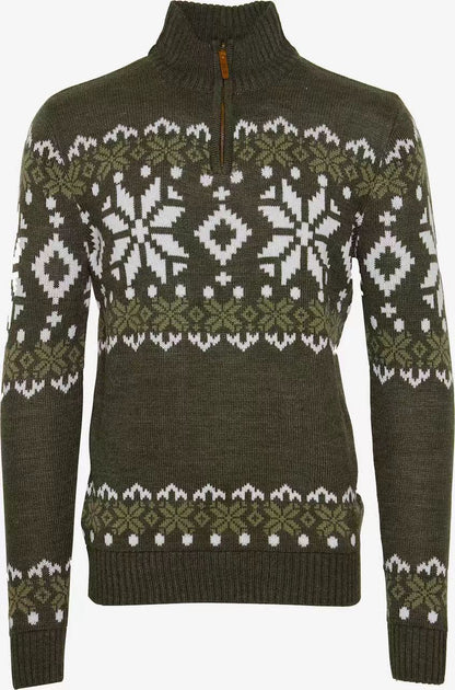 Pull en tricot pour hommes avec demi-fermeture éclair et motif de Noël Chic und Stil