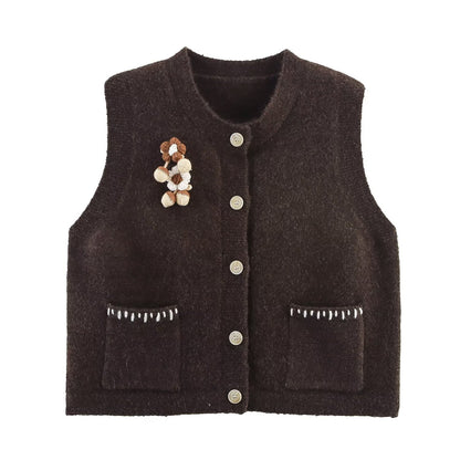 Dames gilet en tricot avec détails de boutons décoratifs Chic und Stil