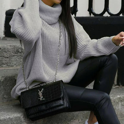Pull en gros tricot pour femmes avec col haut et coupe décontractée Chic und Stil