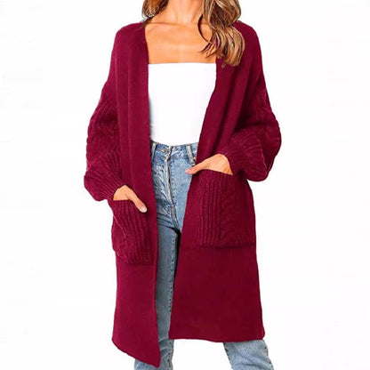 Cardigan long pour femme en tricot avec motif en relief et poches pratiques Chic und Stil