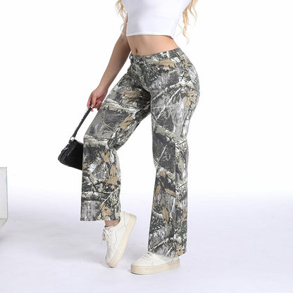 Wide camouflage jeans pants for women with a casual Chic and Style