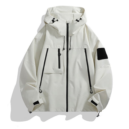 Functional outdoor jacket for men with adjustable hood and multiple pockets Chic and Style