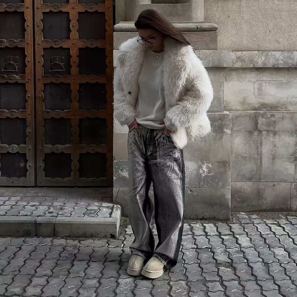 Baggy Jeans for women with a unique bicolored design Chic and Style