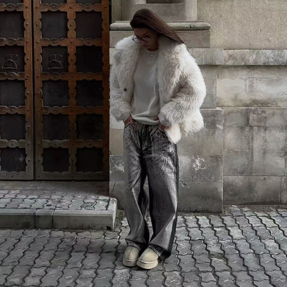 Baggy Jeans for women with a unique bicolored design Chic and Style