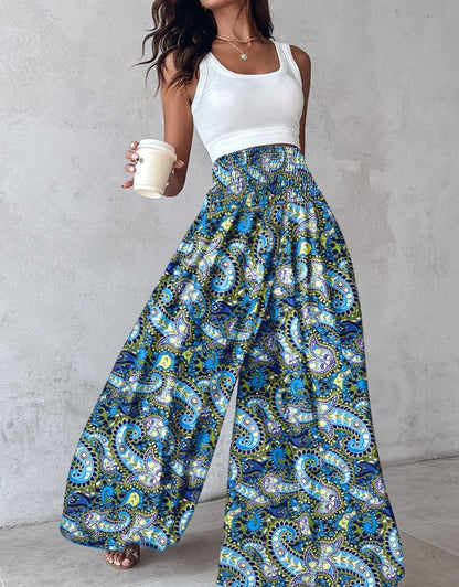 Pantalons Palazzo pour femmes avec impression tropicale Chic und Stil