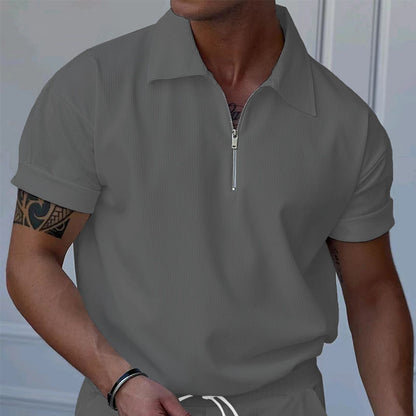 Chemise polo à manches courtes pour hommes avec fermeture éclair et tissu structuré Chic und Stil