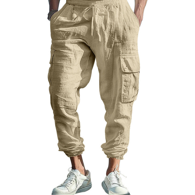 Casual cargo pants for men with elastic waistband and practical side pockets Chic and Style