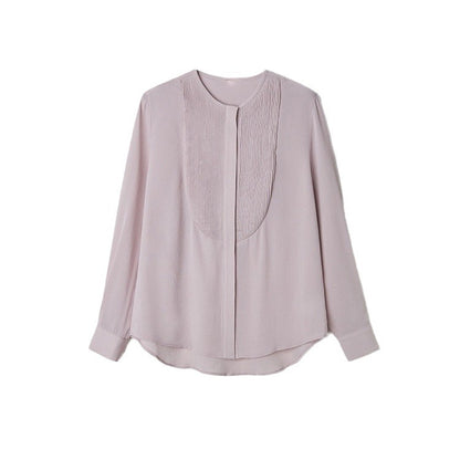 Blouse à boutons plissée à manches longues pour femmes Chic und Stil