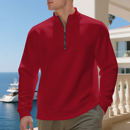 Sporty pullover for men with half-zip and breathable structure Chic und Stil