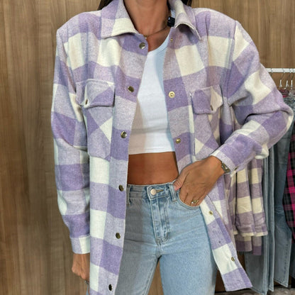 Chemise en flanelle à carreaux en mousse de désert surdimensionnée pour femmes Chic und Stil