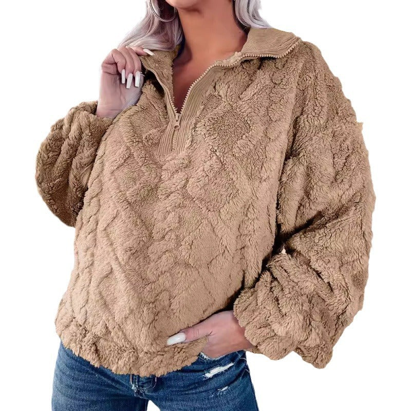 Femme Pull en polaire avec demi-zip Chic und Stil