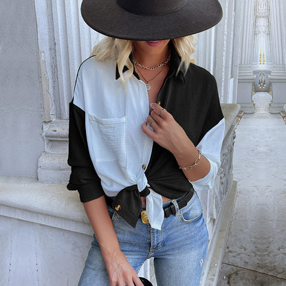 Chemise blouse asymétrique pour femme avec patte de boutonnage et poche poitrine Chic und Stil
