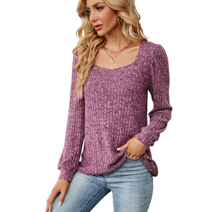 Dames pull confortable en tricot fin texturé avec décolleté large Chic und Stil