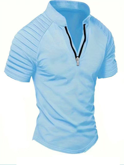 T-shirt de sport à manches courtes pour hommes avec fermeture éclair structurée Chic und Stil