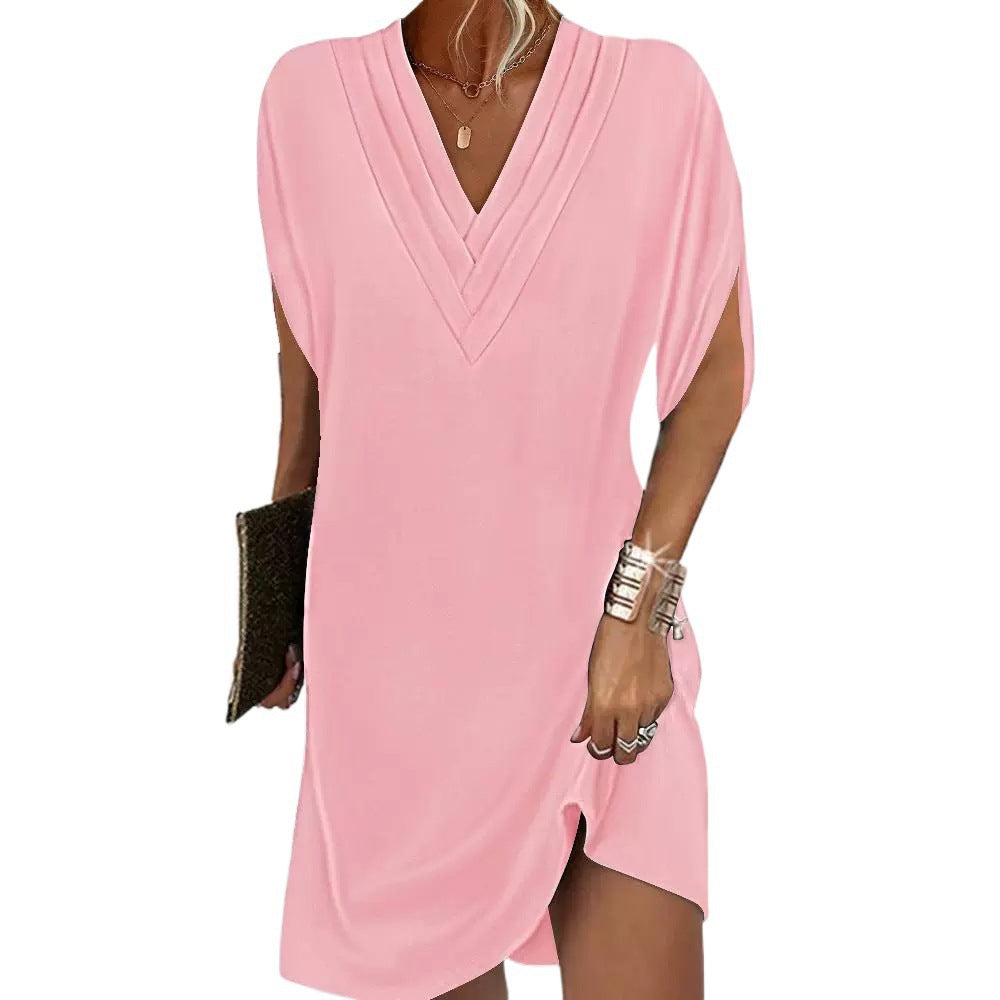 Robe de plage pour dames à décolleté en V avec manches élégantes et ourlet asymétrique Chic und Stil