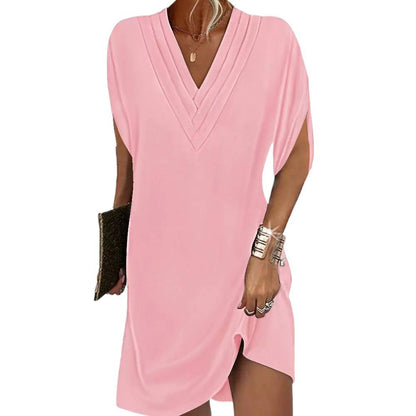 Robe de plage pour dames à décolleté en V avec manches élégantes et ourlet asymétrique Chic und Stil