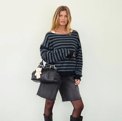 Pull femme à rayures à la mode avec coupe décontractée Chic und Stil