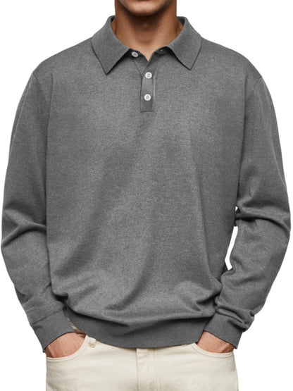Men's long sleeve polo in soft cotton blend Chic und Stil