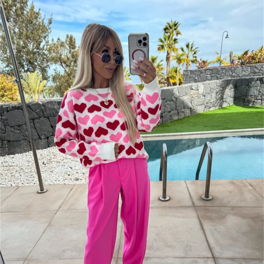Pull femme avec motif en cœur et coupe confortable Chic und Stil