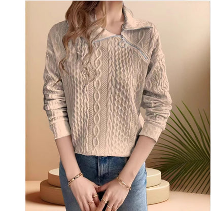 Pull en tricot pour femmes avec demi-zip et design texturé Chic und Stil