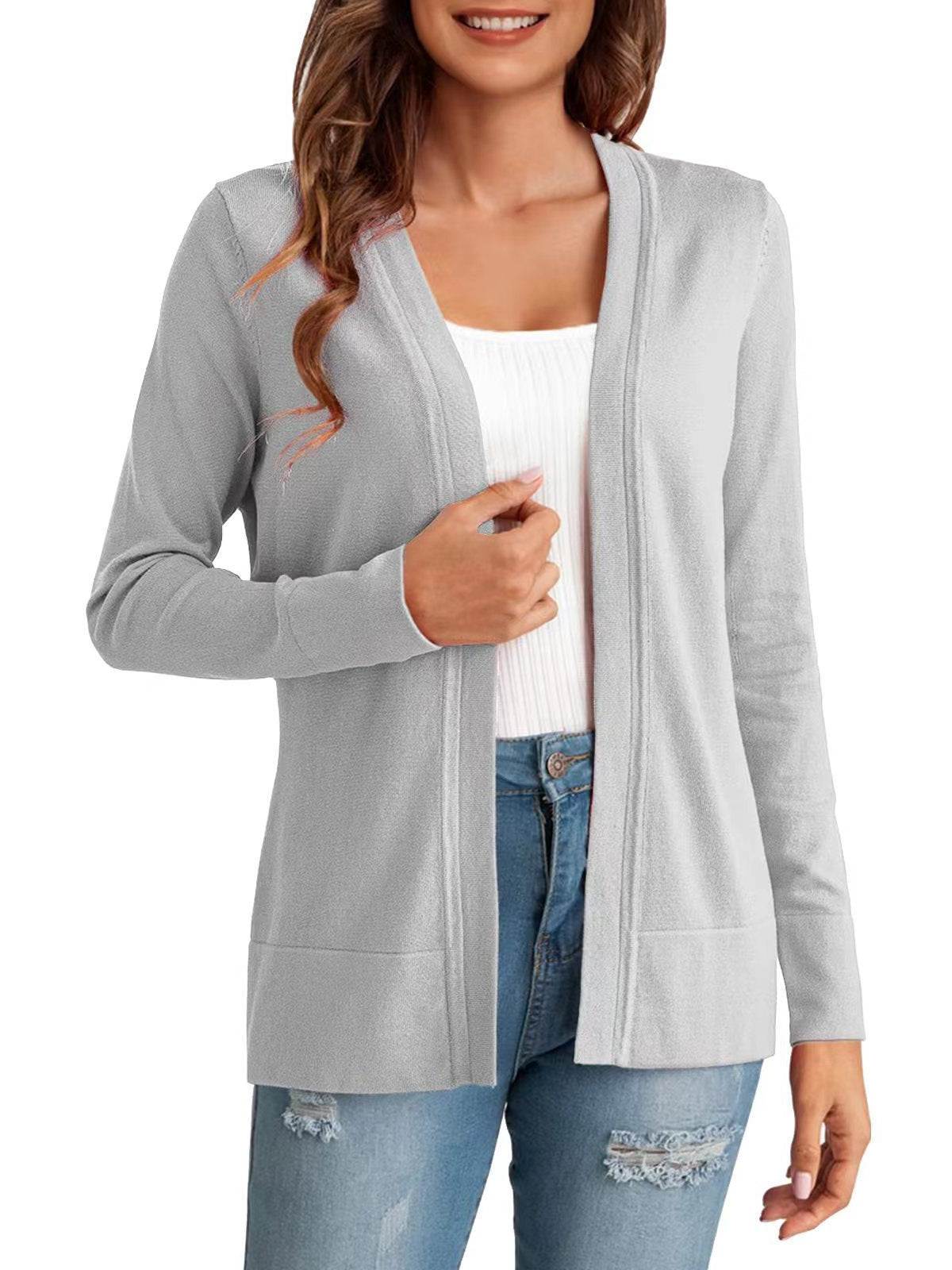 Dames gilet à manches longues avec design ouvert et poches pratiques Chic und Stil