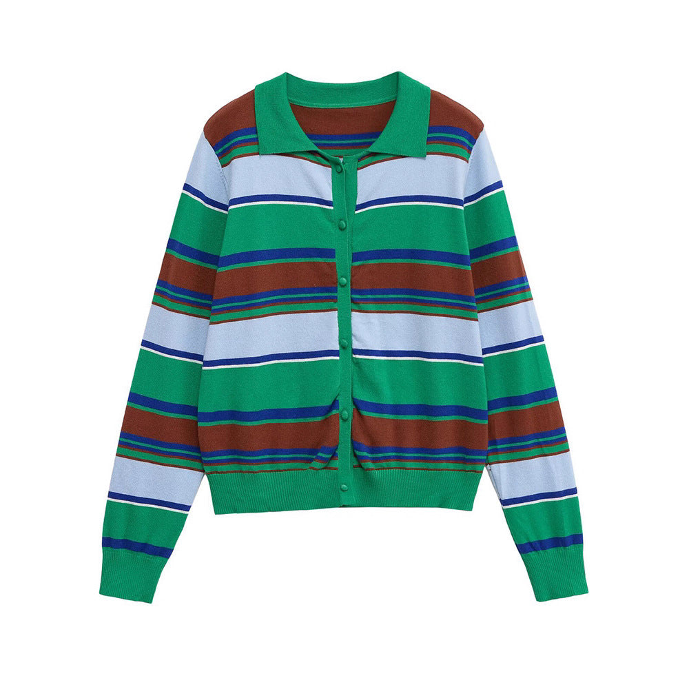 Dames cardigan rayé avec détails de bouton et col classique Chic und Stil