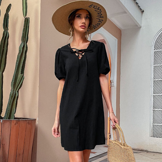 Robe mini casual à lacets pour femmes Chic und Stil