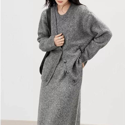 Robe en tricot pour femmes avec patte de boutonnage décontractée Chic und Stil