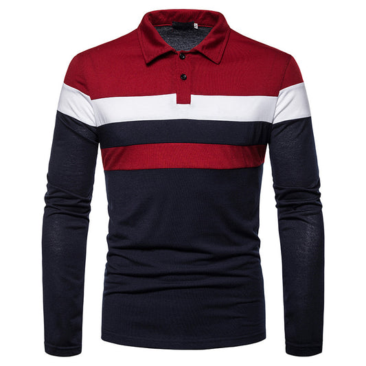 Men's long sleeve polo with chic sporty two-tone design
